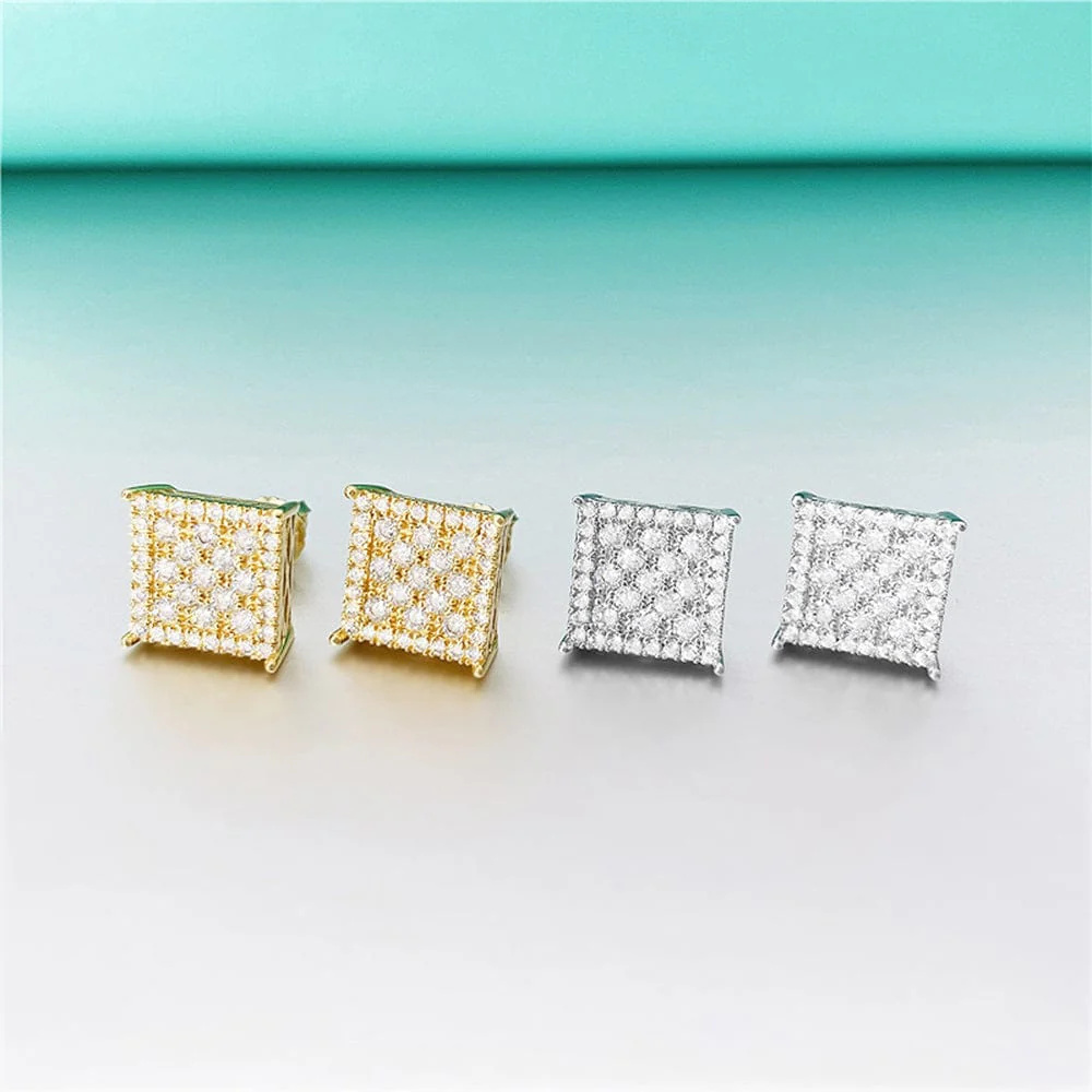 Classic Square 925 Silver Moissanite Iced Stud Earrings - Image 15