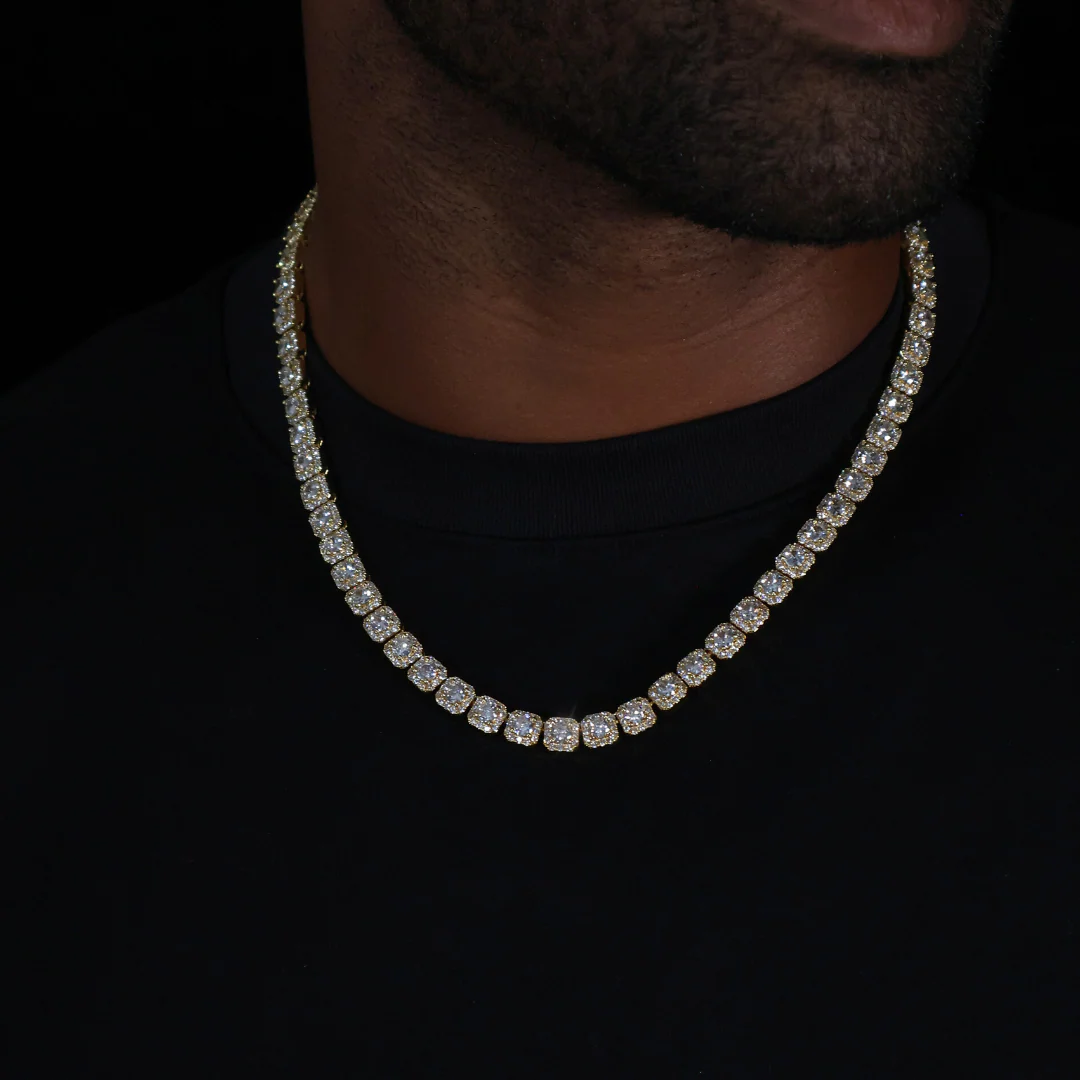 Clustered Tennis Chain (Gold) - 8mm - Image 2