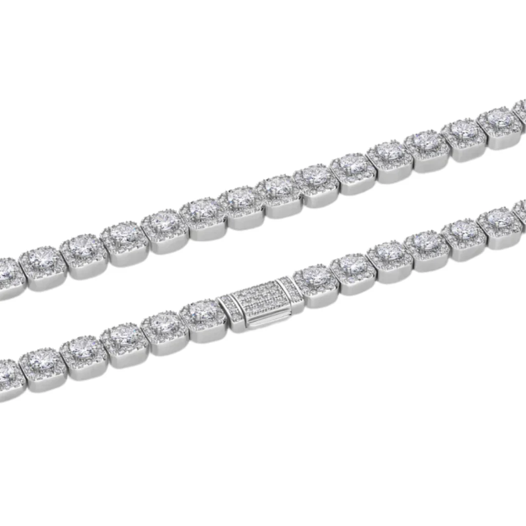 Clustered Tennis Chain (Silver) - 8mm - Image 3