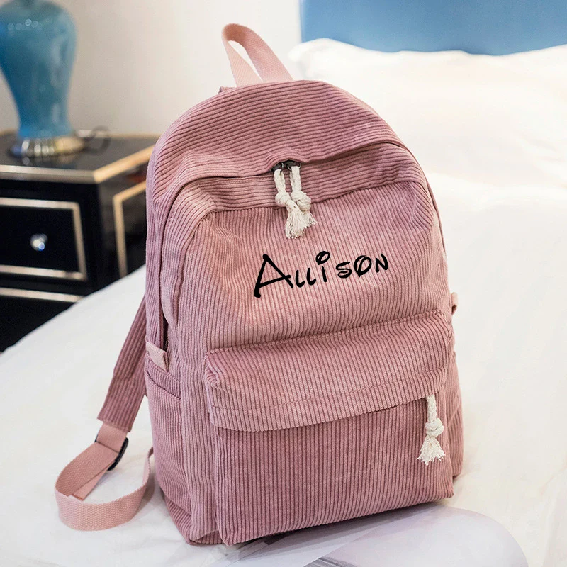 Corduroy Custom Name Backpack - Image 2