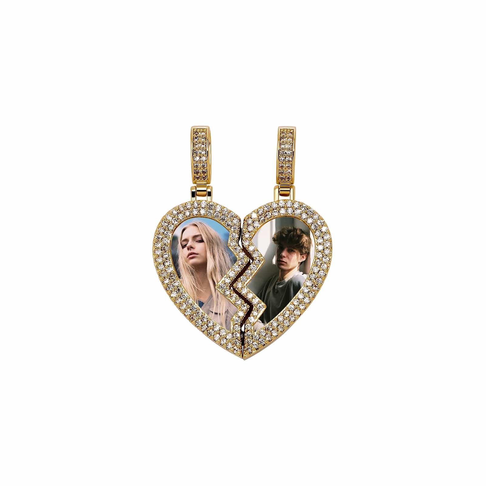 Couple Custom Heart Photo Pendant Necklace - Image 4