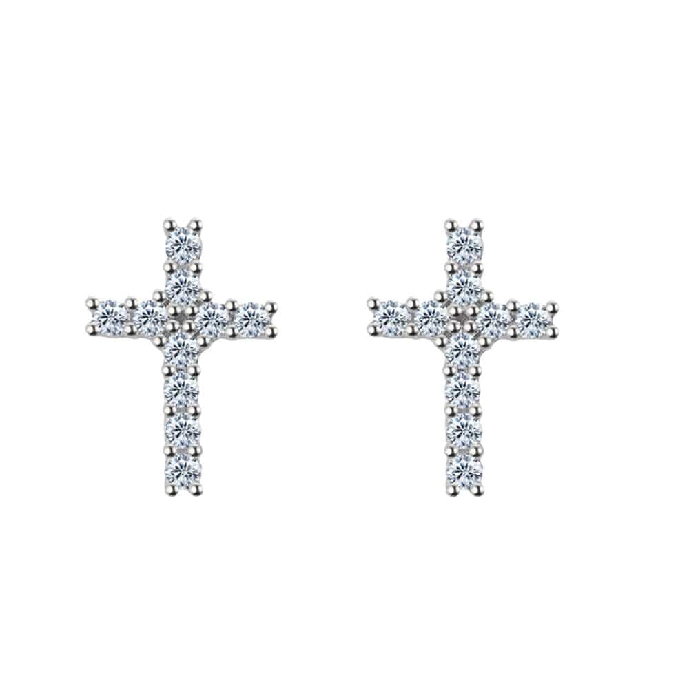 Cross 925 Silver Moissanite Iced Cross Earrings - Image 10