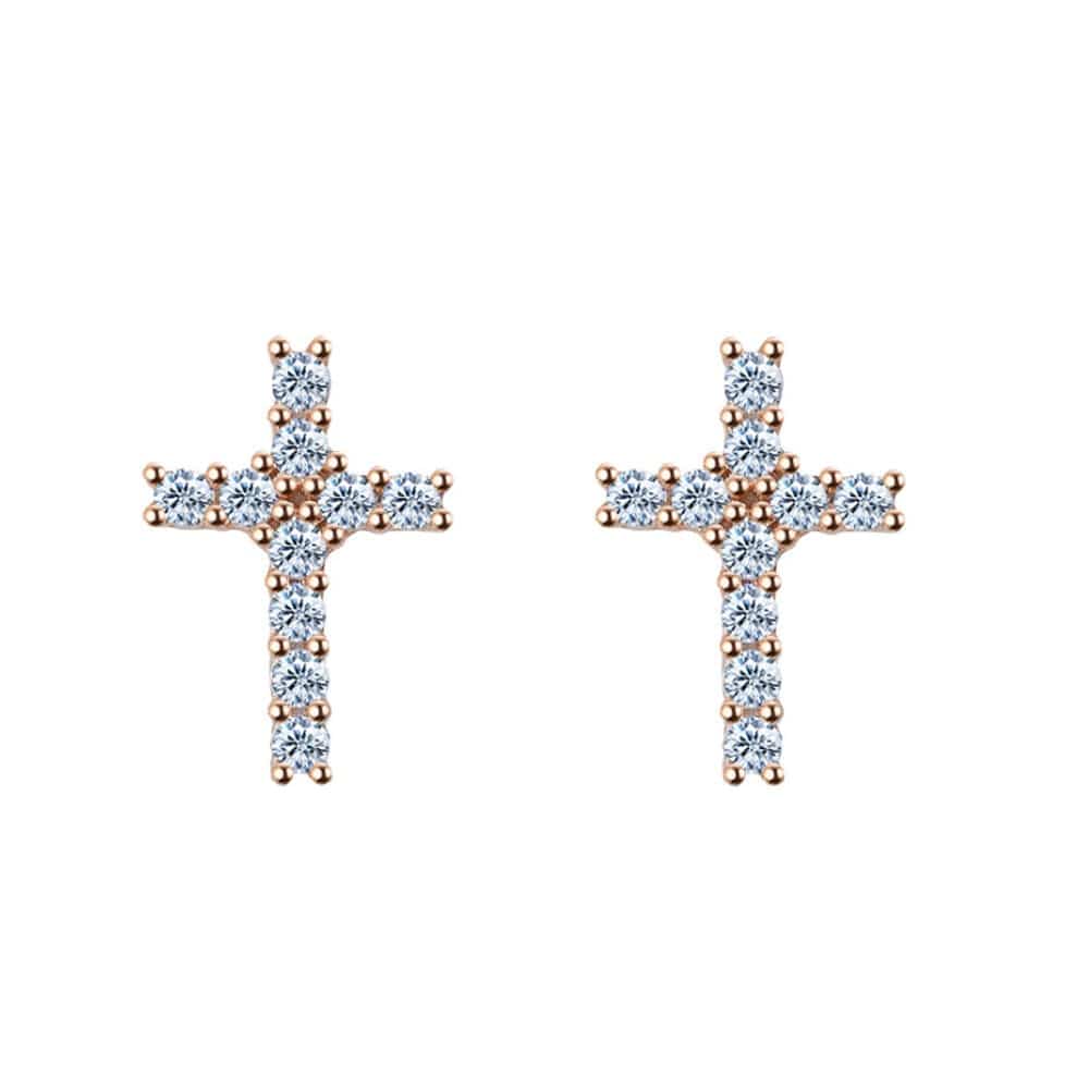 Cross 925 Silver Moissanite Iced Cross Earrings - Image 12