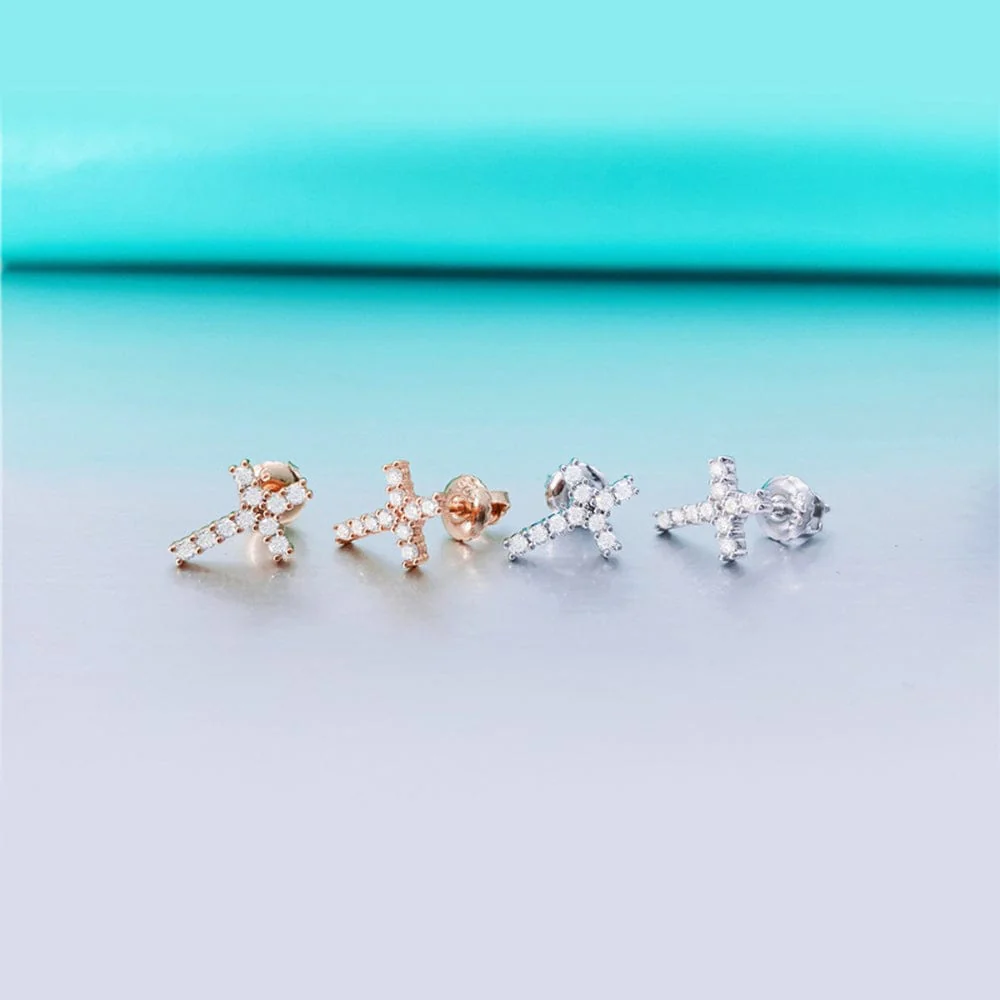 Cross 925 Silver Moissanite Iced Cross Earrings - Image 14