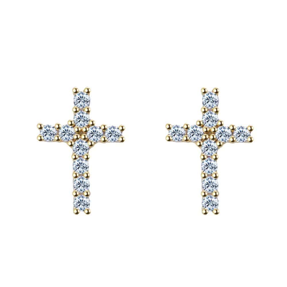 Cross 925 Silver Moissanite Iced Cross Earrings - Image 15