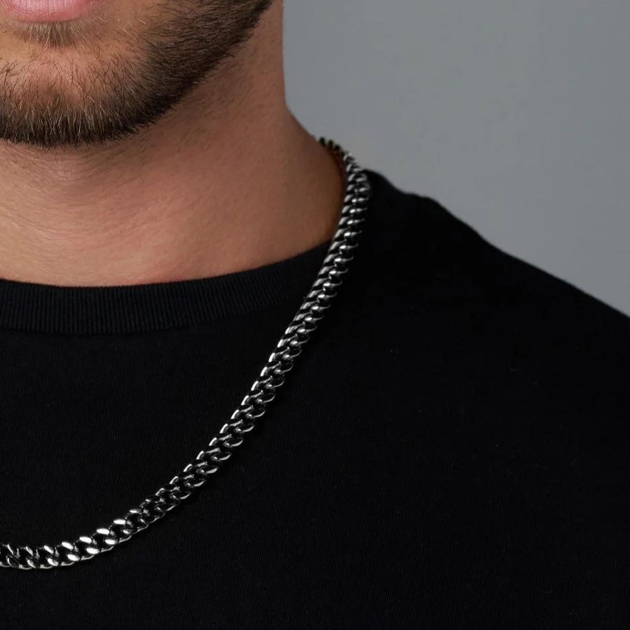 8mm Silver Cuban Link Chain - Image 4
