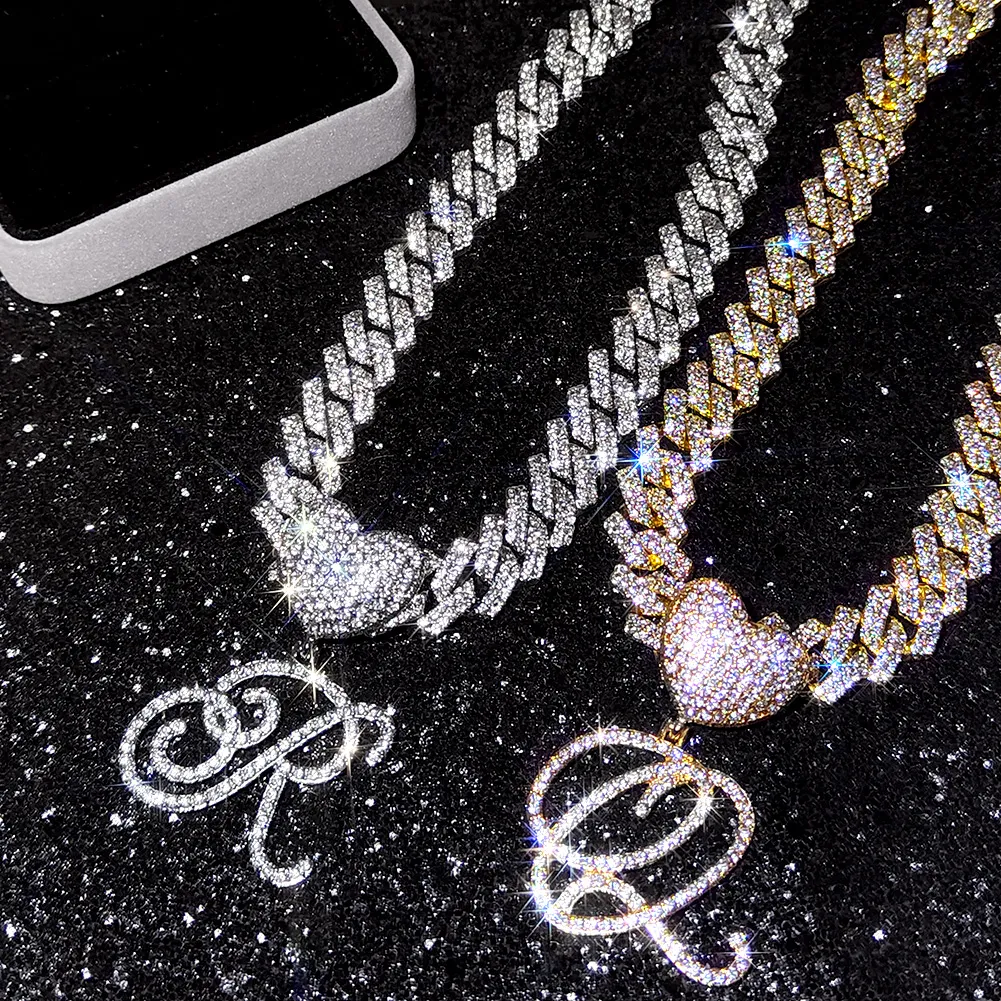 Cursive Letter Pendant Cuban Chain and FREE Bracelet - Image 11