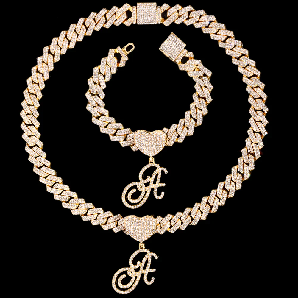 Cursive Letter Pendant Cuban Chain and FREE Bracelet - Image 13