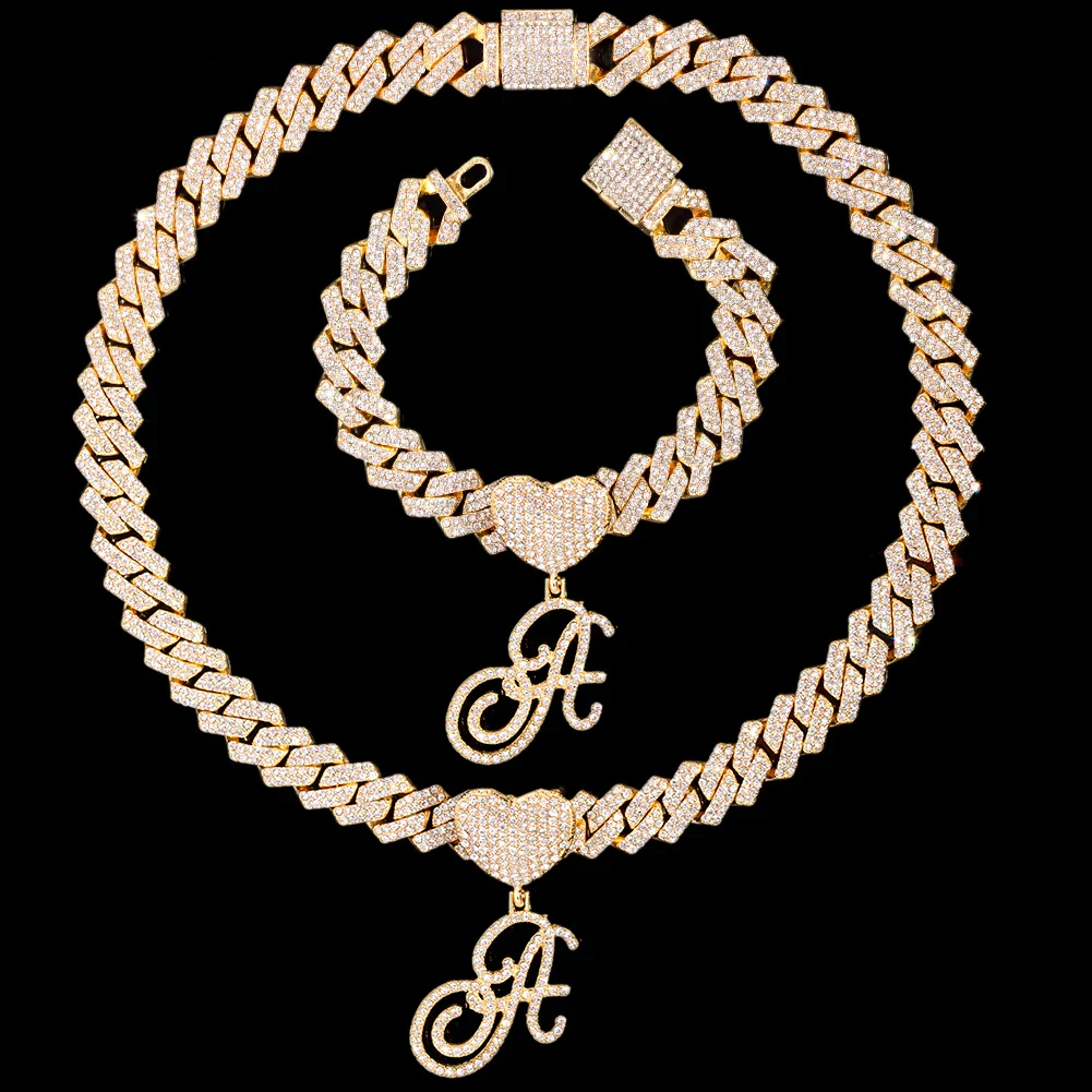 Cursive Letter Pendant Cuban Chain and FREE Bracelet - Image 17