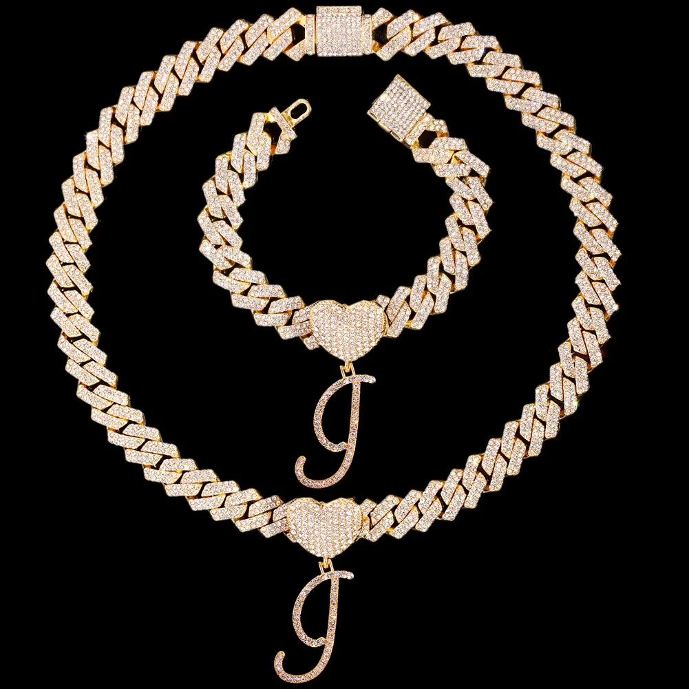 Cursive Letter Pendant Cuban Chain and FREE Bracelet - Image 25