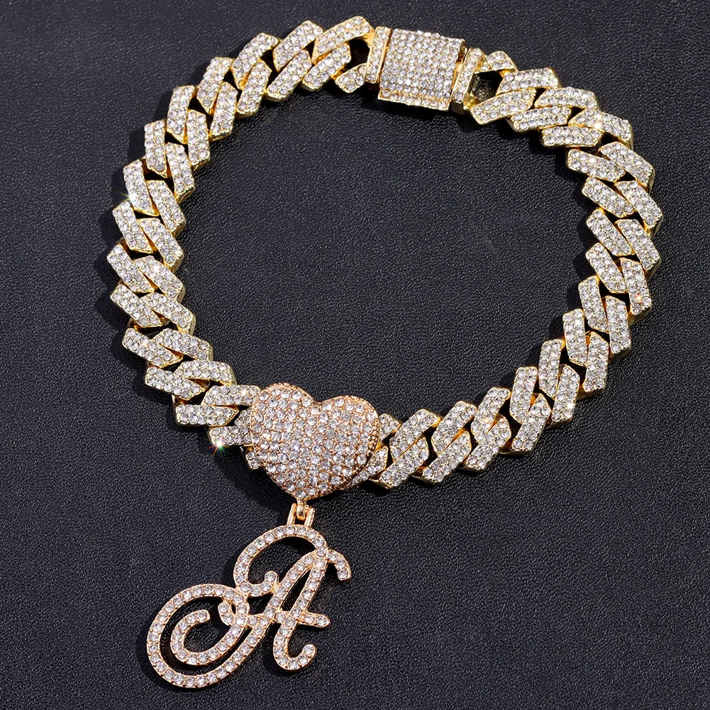 Cursive Letter Pendant Cuban Chain and FREE Bracelet - Image 4