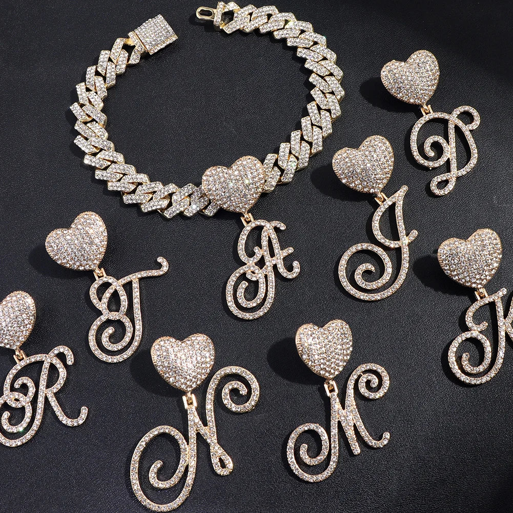 Cursive Letter Pendant Cuban Chain and FREE Bracelet - Image 5