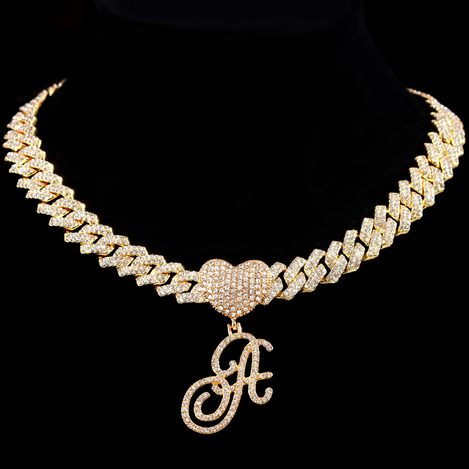 Cursive Letter Pendant Cuban Chain and FREE Bracelet - Image 7