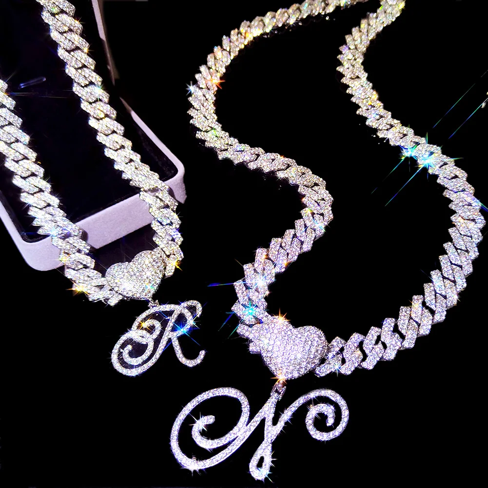 Cursive Letter Pendant Cuban Chain and FREE Bracelet - Image 9