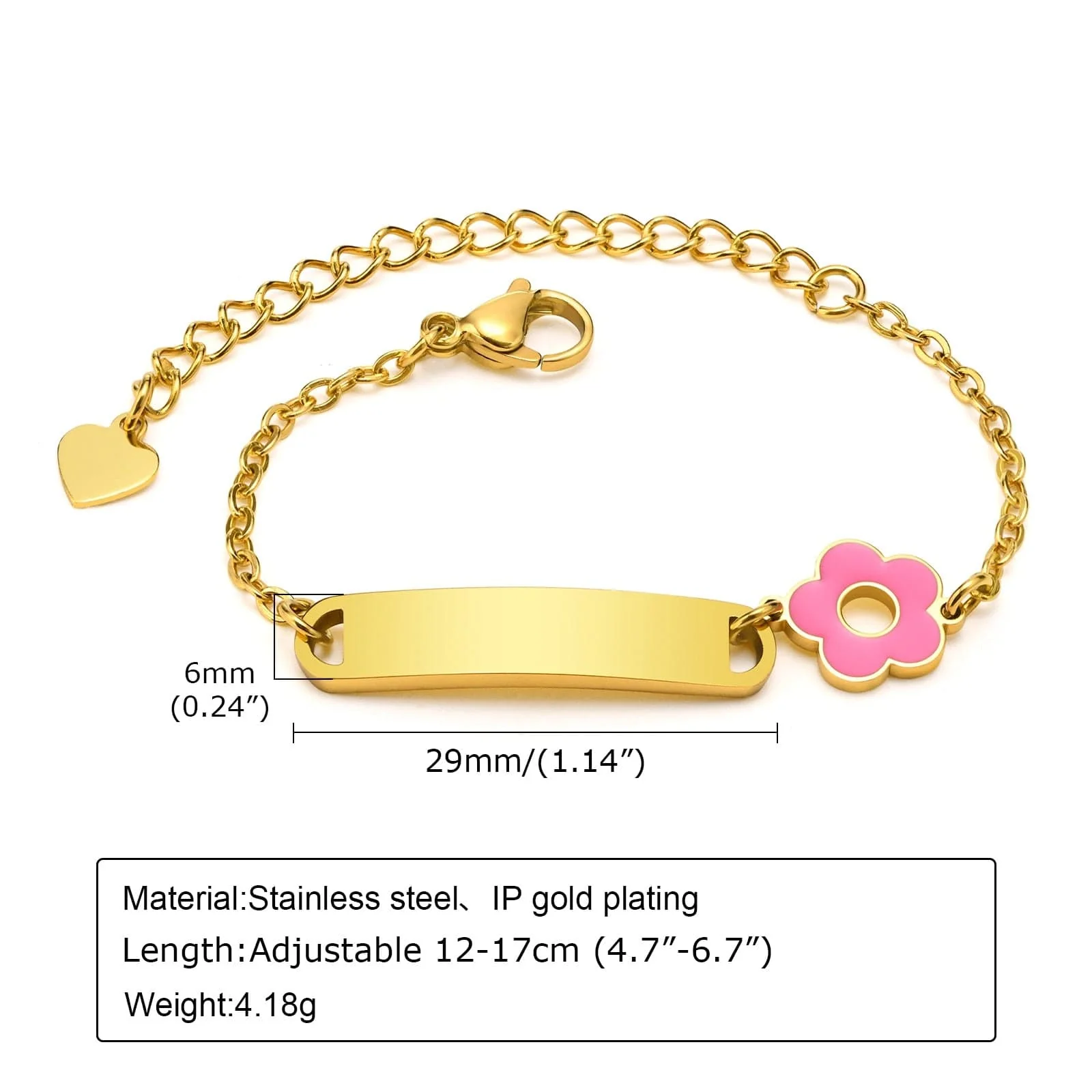 Custom Name Engraved Adjustable Baby Bracelet with Charm - Image 10