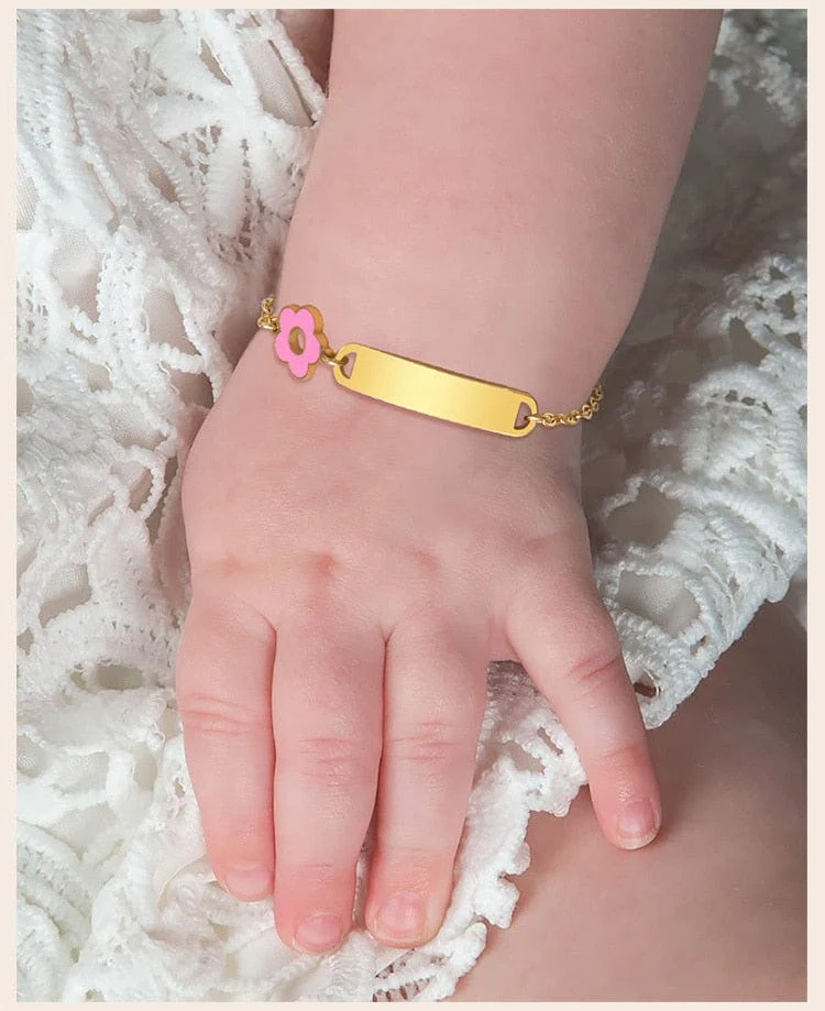 Custom Name Engraved Adjustable Baby Bracelet with Charm - Image 11