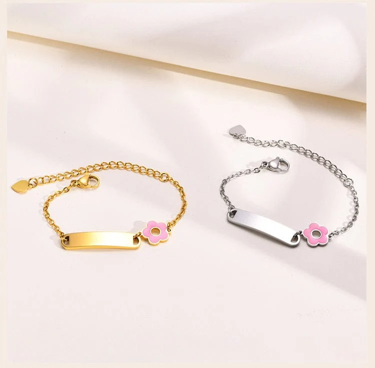 Custom Name Engraved Adjustable Baby Bracelet with Charm - Image 12