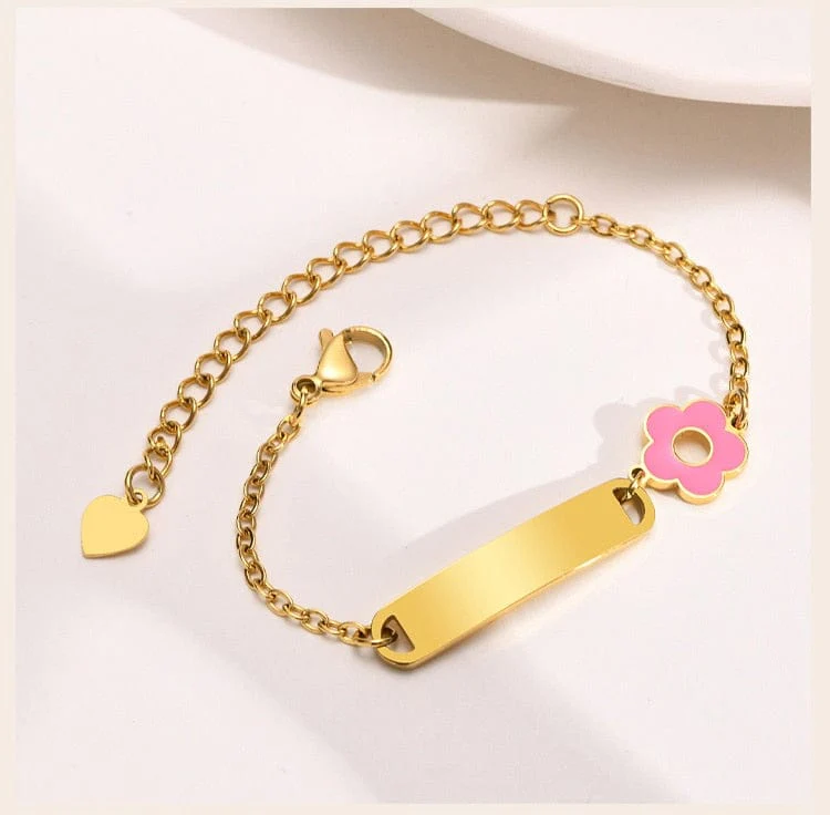 Custom Name Engraved Adjustable Baby Bracelet with Charm - Image 7