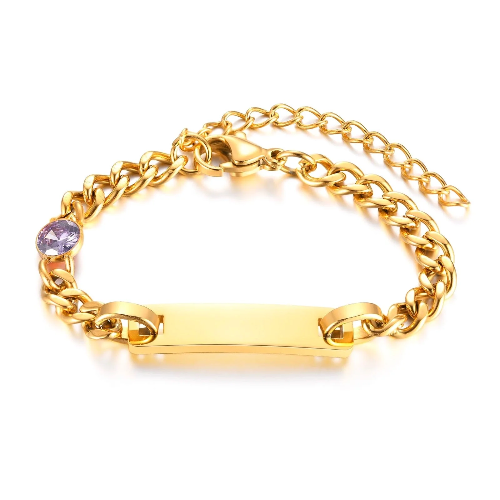Custom Baby Engraved Name Bracelet with Birthstone - Image 5