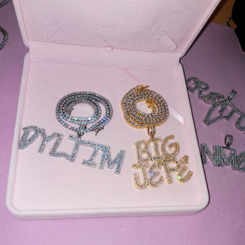 Custom Name Necklace | VVS Jewelry Custom Baguette Letter Pendant Chain - Image 10