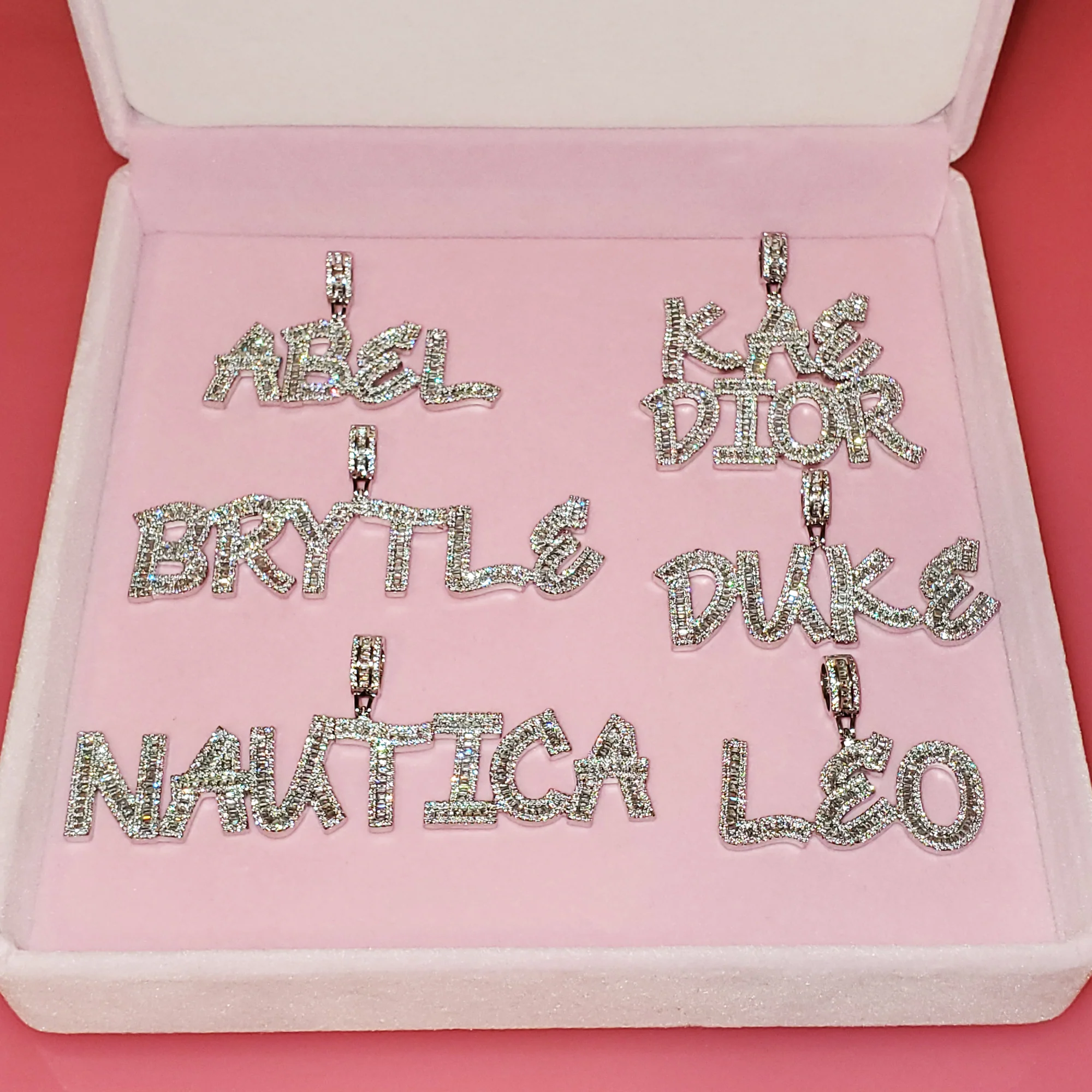 Custom Name Necklace | VVS Jewelry Custom Baguette Letter Pendant Chain - Image 26