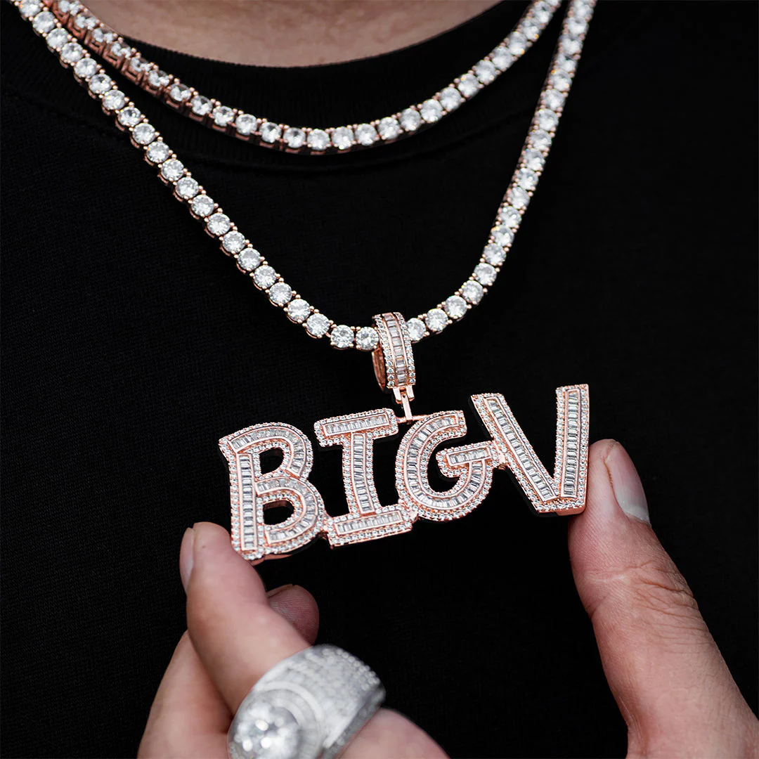 Custom Name Necklace | VVS Jewelry Custom Baguette Letter Pendant Chain - Image 6