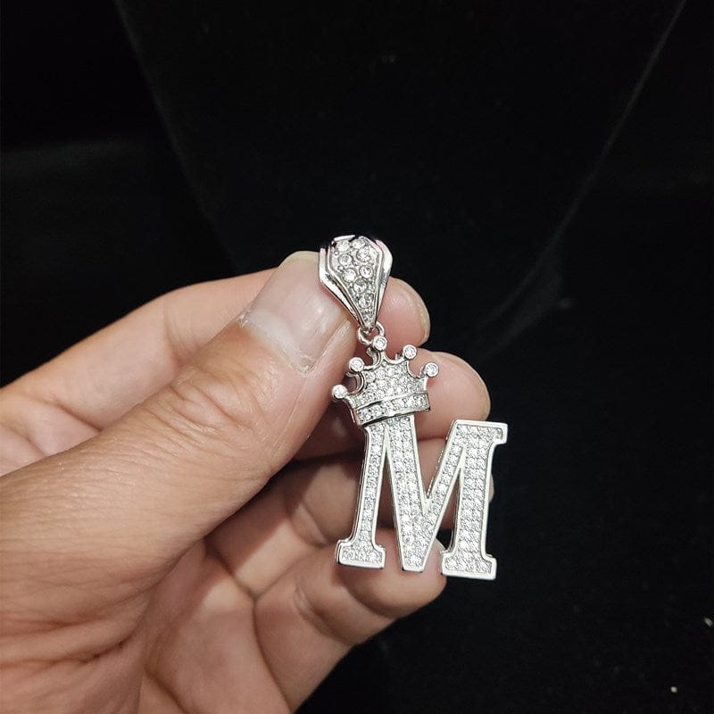 Custom Block Crown Initial Pendant Tennis Chain - Image 8