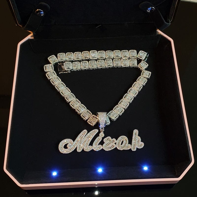 Custom Brush Cursive Iced Out Name Necklace - Image 2