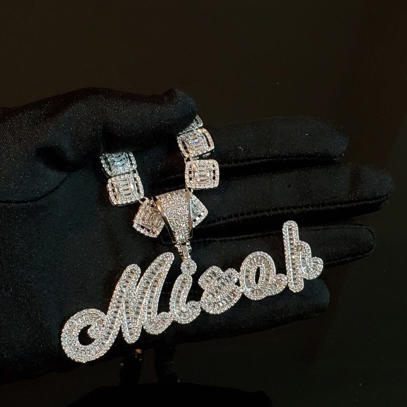 Custom Brush Cursive Iced Out Name Necklace - Image 3