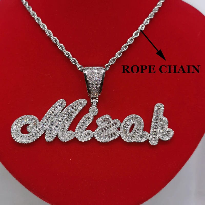 Custom Brush Cursive Iced Out Name Necklace - Image 6