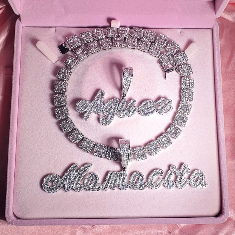 Custom Brush Script Name Pendant with FREE Baguette Tennis Chain - Image 7