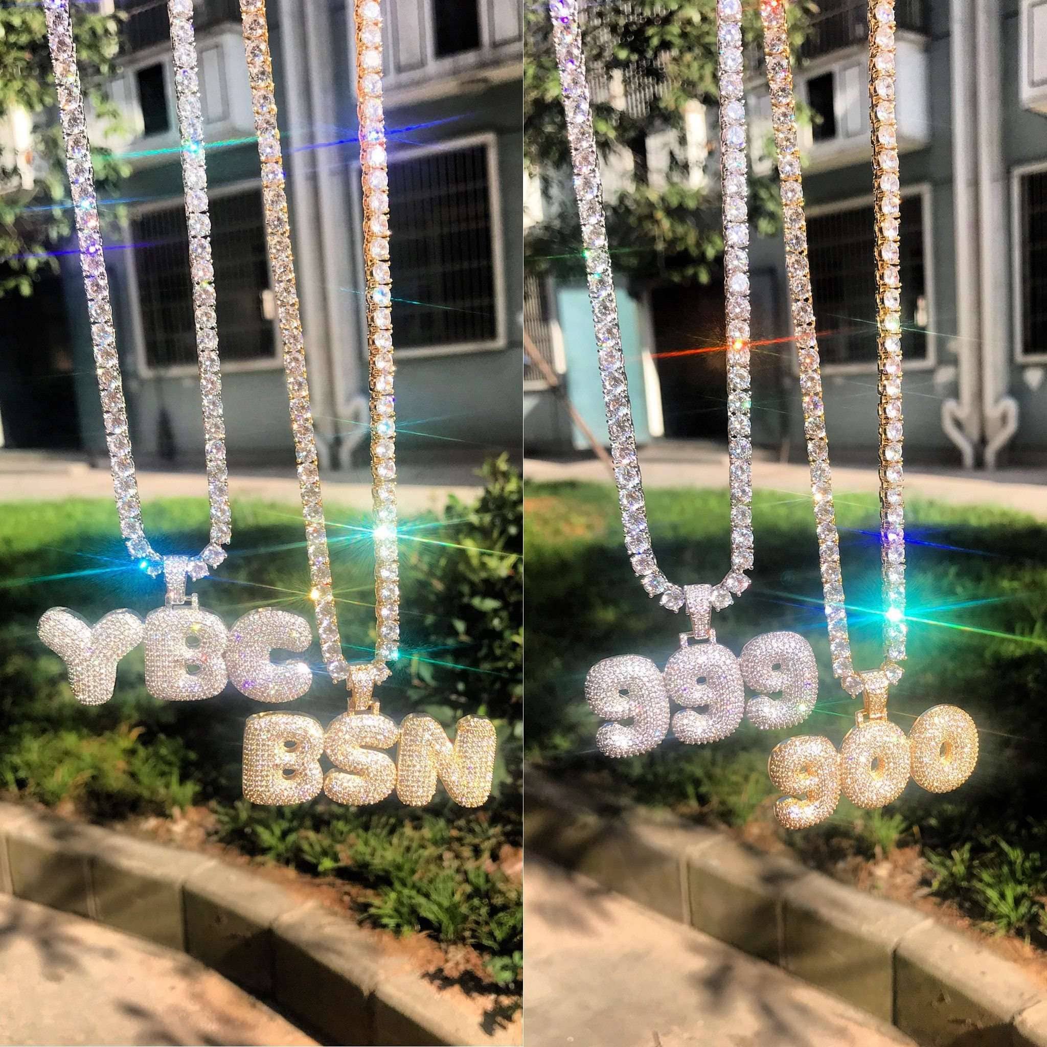 Custom Bubble Name or Letter Necklace - Personalized Jewelry for Men & Women