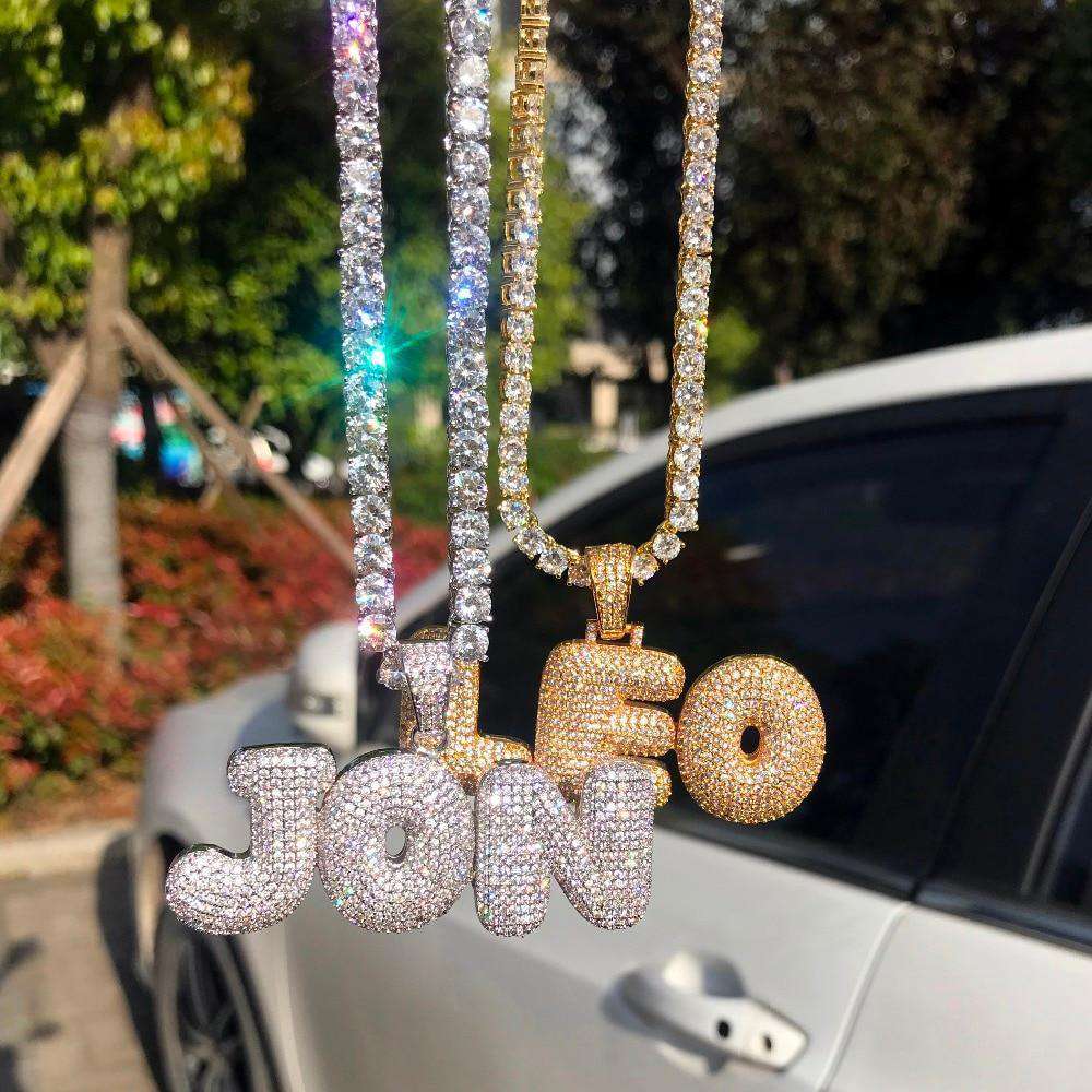 Custom Bubble Name or Letter Necklace - Personalized Jewelry for Men & Women - Image 2