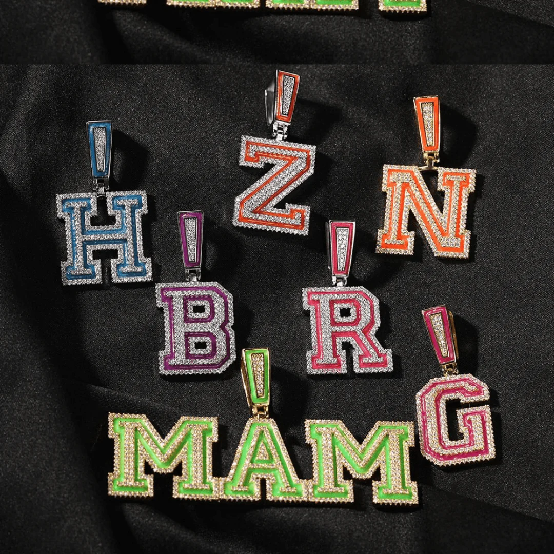 VVS Jewelry Custom Fluorescent Baguette Name Pendant Necklace - Image 3