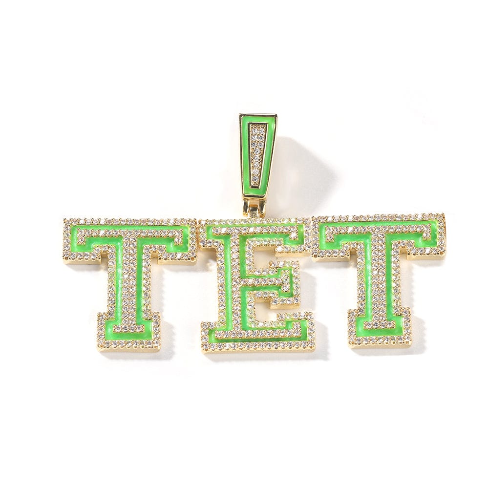 VVS Jewelry Custom Fluorescent Baguette Name Pendant Necklace - Image 7
