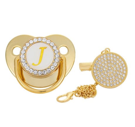 Custom Gold Bling Initial BPA Free Baby Pacifier - Image 10