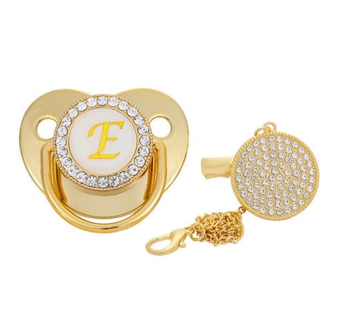 Custom Gold Bling Initial BPA Free Baby Pacifier - Image 14