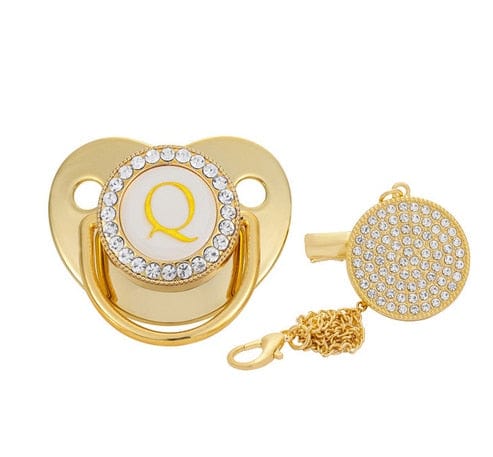 Custom Gold Bling Initial BPA Free Baby Pacifier - Image 16
