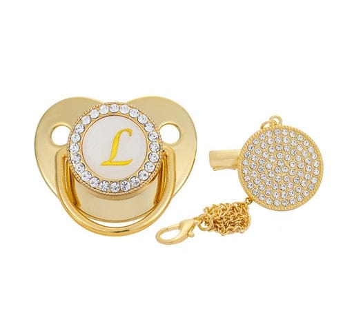 Custom Gold Bling Initial BPA Free Baby Pacifier - Image 19