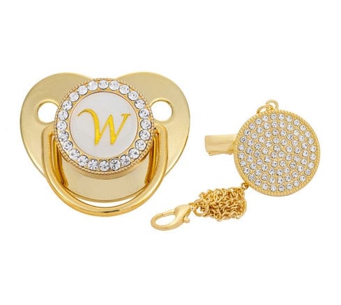 Custom Gold Bling Initial BPA Free Baby Pacifier - Image 2