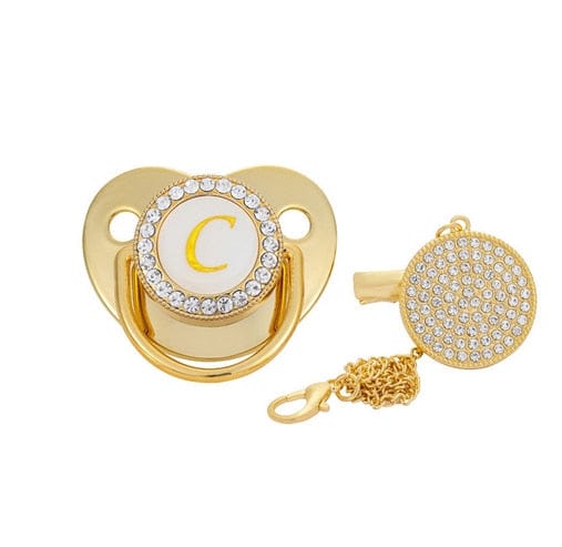Custom Gold Bling Initial BPA Free Baby Pacifier - Image 20