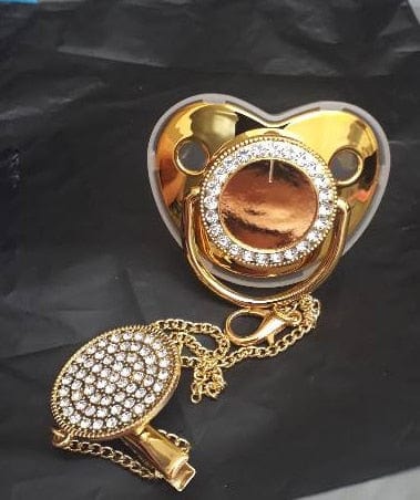 Custom Gold Bling Initial BPA Free Baby Pacifier - Image 22