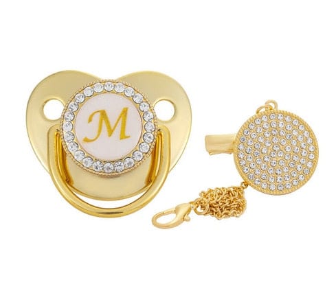 Custom Gold Bling Initial BPA Free Baby Pacifier - Image 23