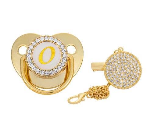 Custom Gold Bling Initial BPA Free Baby Pacifier - Image 28