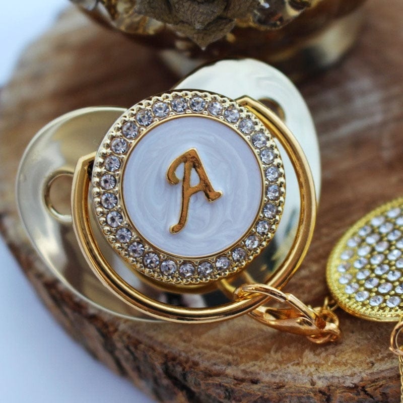 Custom Gold Bling Initial BPA Free Baby Pacifier - Image 35