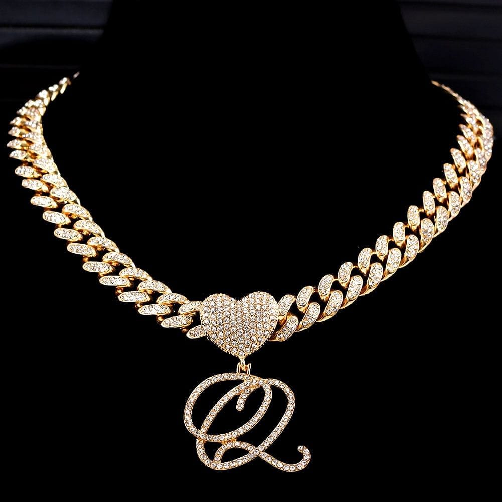 Custom Initial Cuban Heart Pendant Necklace + FREE Tennis Chain - Image 8