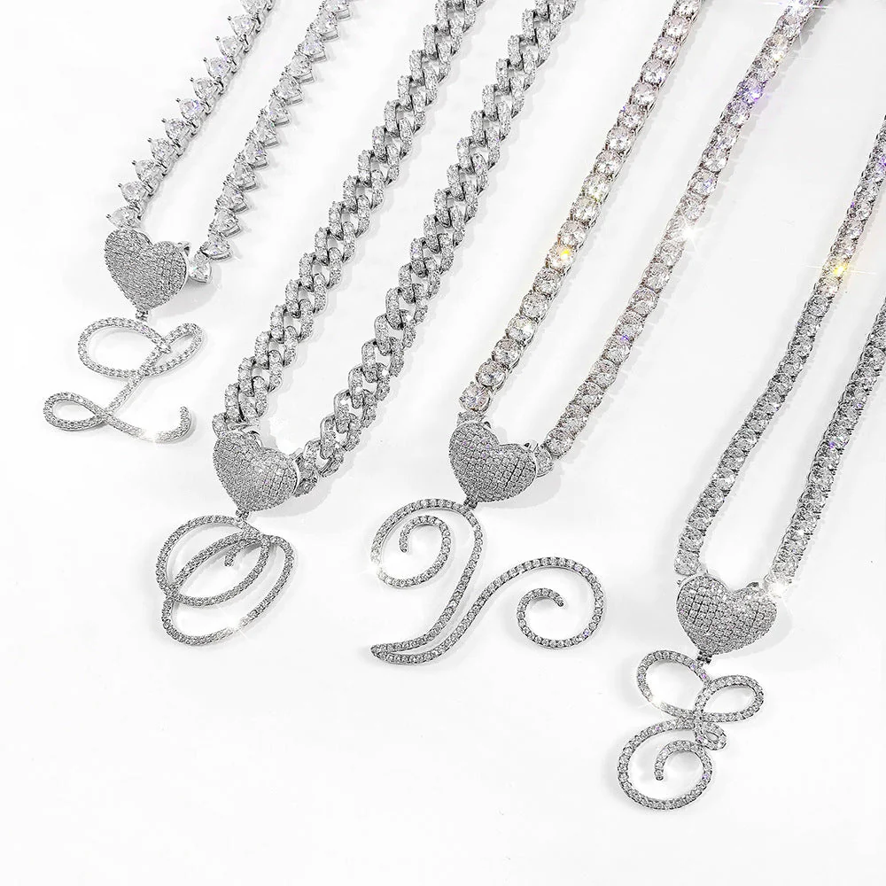 Custom Heart Frosty Initial Cuban Necklace - Image 18