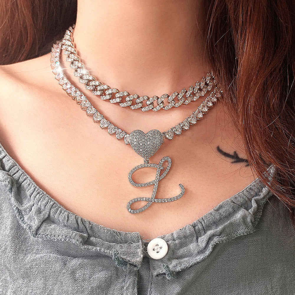 Custom Heart Frosty Initial Cuban Necklace - Image 4