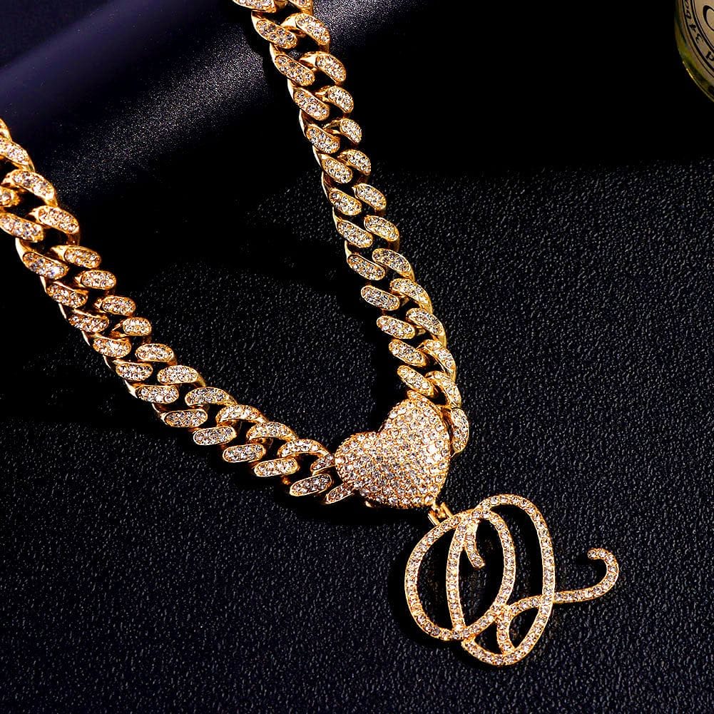 Custom Heart Frosty Initial Cuban Necklace - Image 9