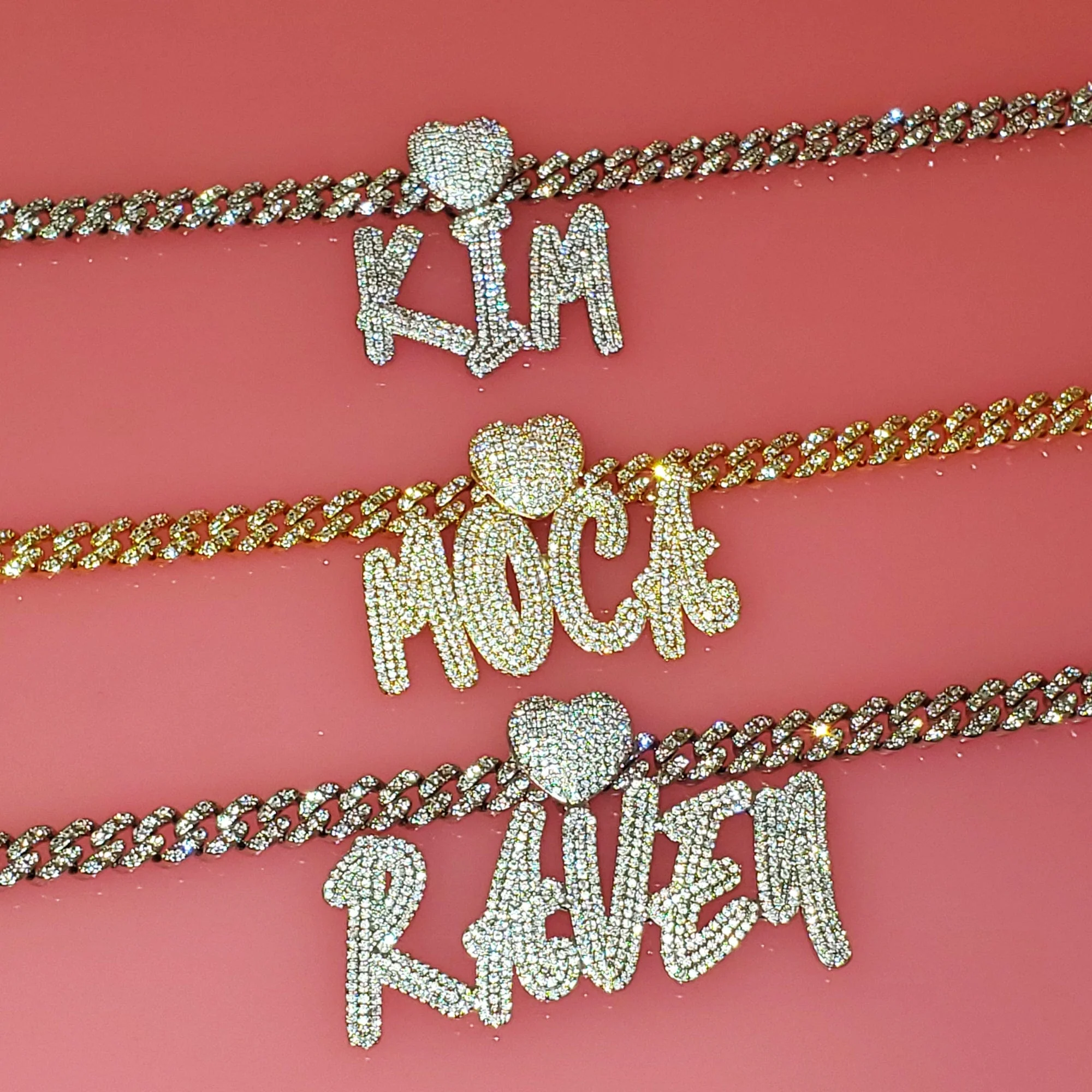 Custom Icy Cursive Name Heart Necklace - Image 12